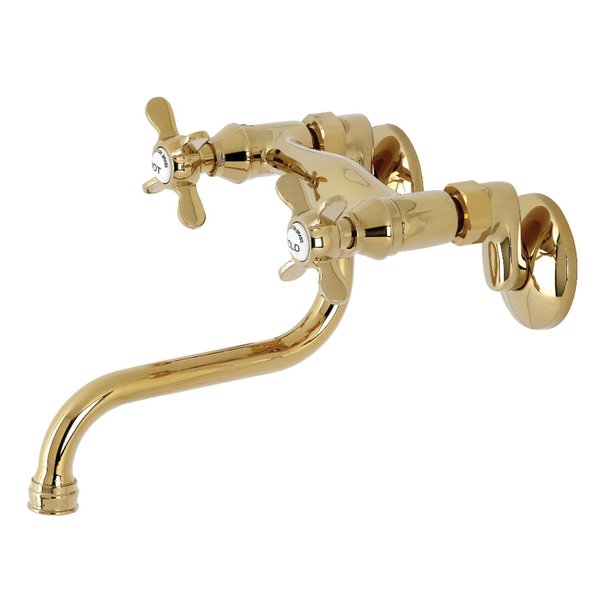 Kingston Brass KS116PB Essex Two Handle Wall Mount Bathroom Faucet, Polished Brass KS116PB